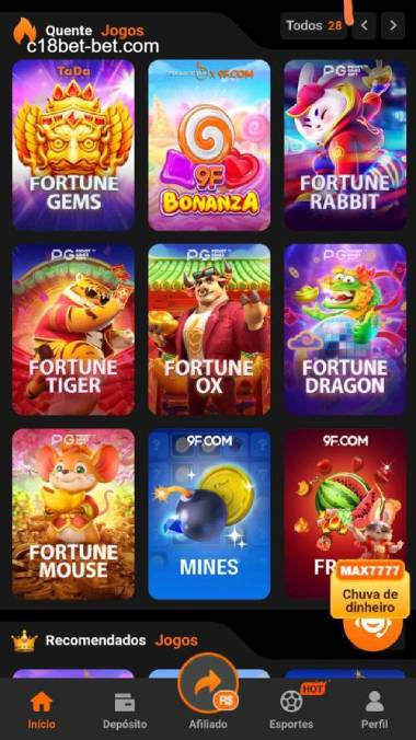 Aplicativo móvel C18BET para iOS e Android